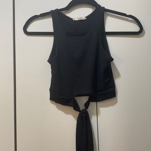 Black racer back tie front crop top